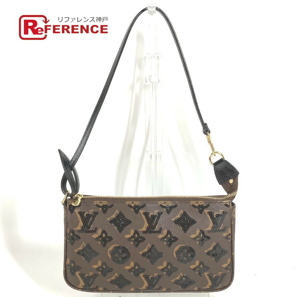 Louis Vuitton Monogram Sequin Pochette Accessoires Bag Shoulder Brown